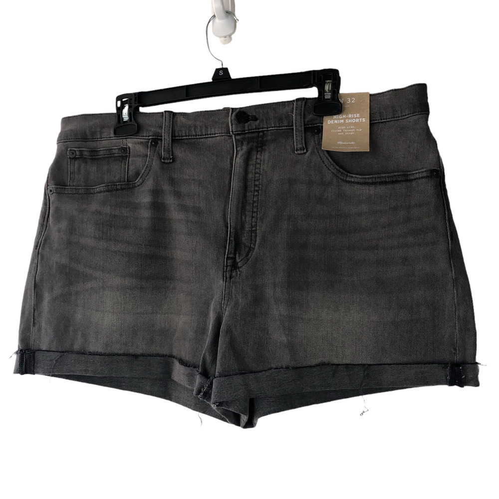 Madewell High Rise Cuffed Denim Shorts Gray Slater Wash M5774 Women's Size 32 - Picture 2 of 7